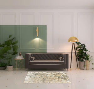 Homeroots 4' X 6' Grey And Gold Abstract Power Loom Stain Resistant Area Rug  Polypropylene 508375