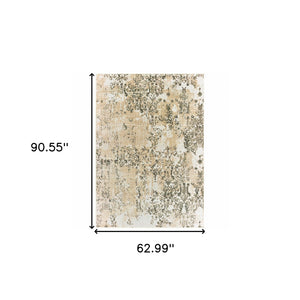 Homeroots 5' X 8' Grey And Gold Abstract Power Loom Stain Resistant Area Rug  Polypropylene 508376