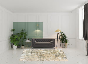 Homeroots 6' X 9' Grey And Gold Abstract Power Loom Stain Resistant Area Rug  Polypropylene 508377