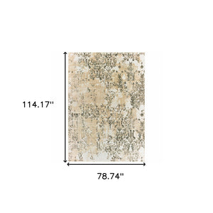 Homeroots 6' X 9' Grey And Gold Abstract Power Loom Stain Resistant Area Rug  Polypropylene 508377