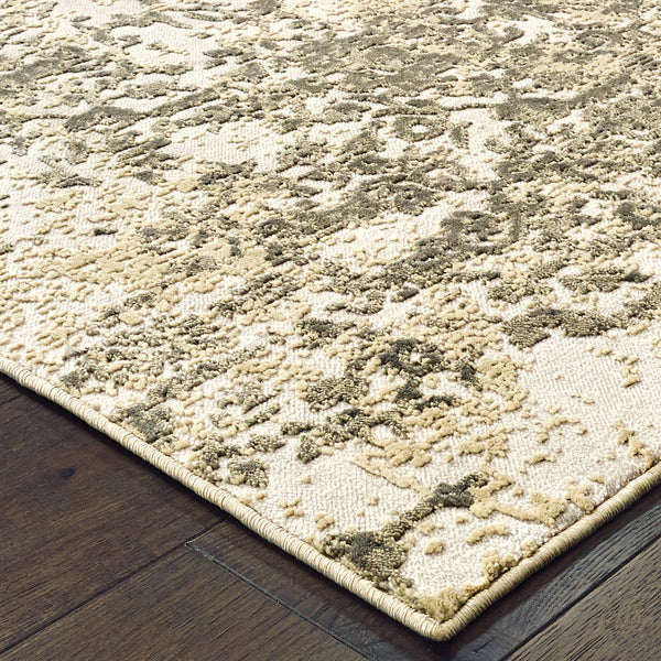 Homeroots 8' X 11' Grey And Gold Abstract Power Loom Stain Resistant Area Rug  Polypropylene 508378