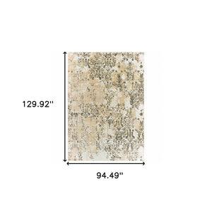 Homeroots 8' X 11' Grey And Gold Abstract Power Loom Stain Resistant Area Rug  Polypropylene 508378