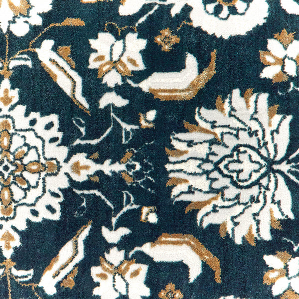 Homeroots 4' X 6' Navy Caramel And Ivory Oriental Power Loom Stain Resistant Area Rug  Polypropylene 508381