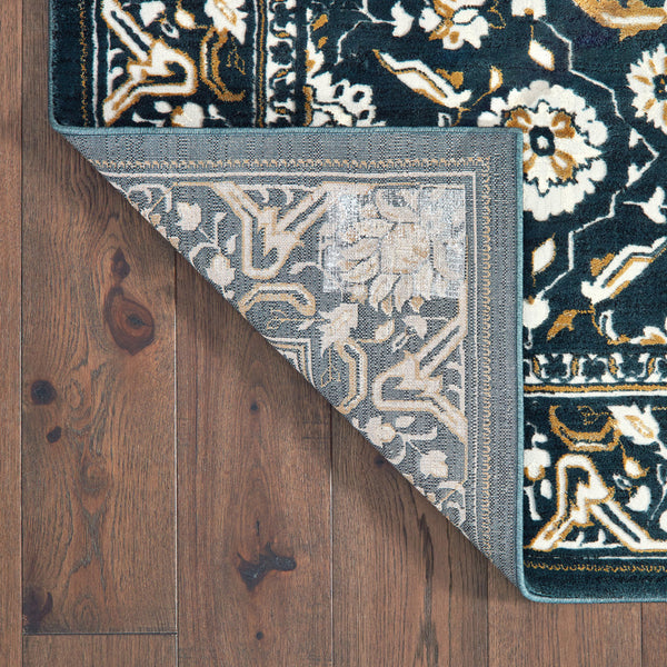 Homeroots 8' X 11' Navy Caramel And Ivory Oriental Power Loom Stain Resistant Area Rug  Polypropylene 508384