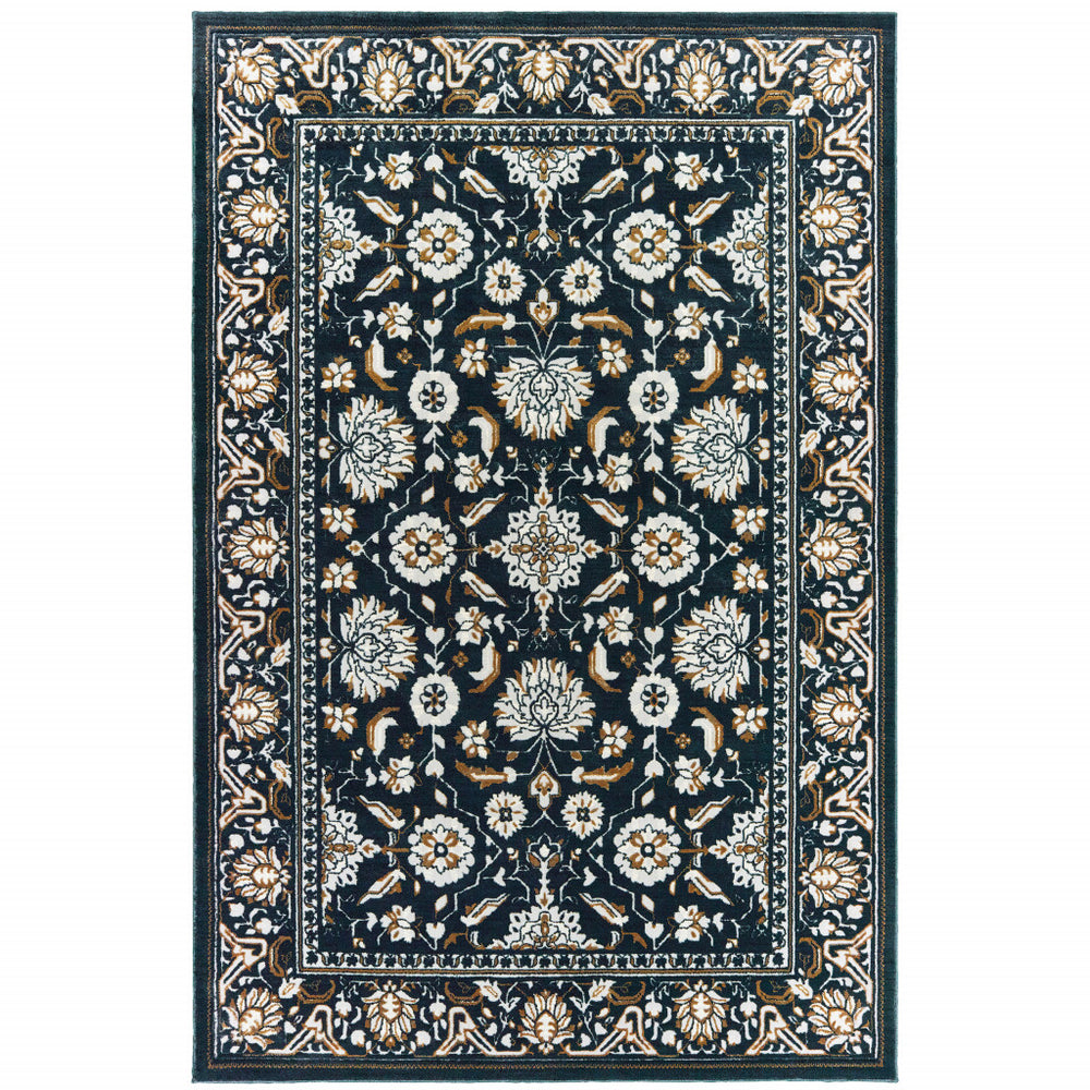 Homeroots 10' X 13' Blue And Ivory Oriental Power Loom Area Rug  Polypropylene 508385