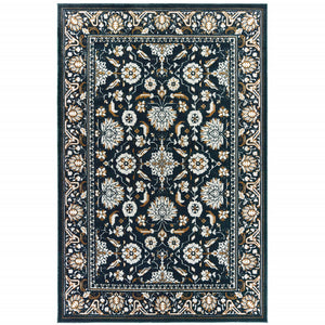 Homeroots 10' X 13' Blue And Ivory Oriental Power Loom Area Rug  Polypropylene 508385