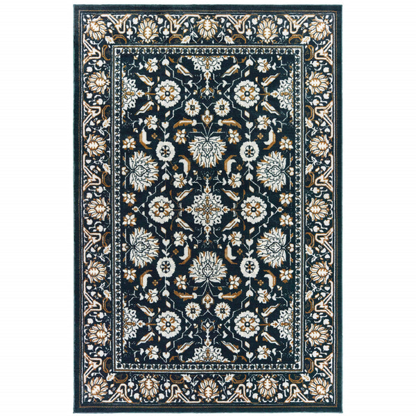 Homeroots 10' X 13' Blue And Ivory Oriental Power Loom Area Rug  Polypropylene 508385