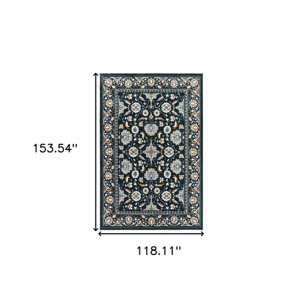 Homeroots 10' X 13' Blue And Ivory Oriental Power Loom Area Rug  Polypropylene 508385