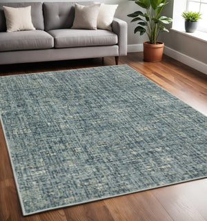 HomeRoots 5' Abstract Power Loomed Area Rug in Dark Blue, Teal, Grey, Ivory & Beige - Stain Resistant Style 5' X 7' 508387