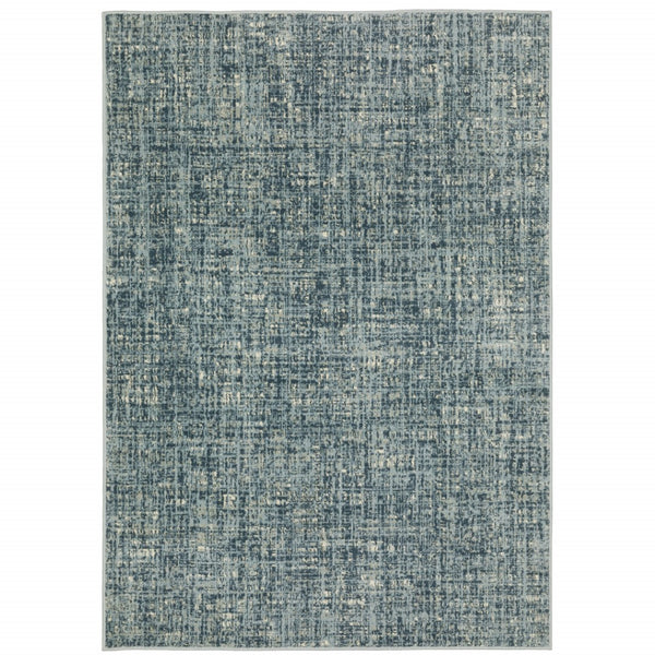HomeRoots 5' Abstract Power Loomed Area Rug in Dark Blue, Teal, Grey, Ivory & Beige - Stain Resistant Style 7' X 9' 508388