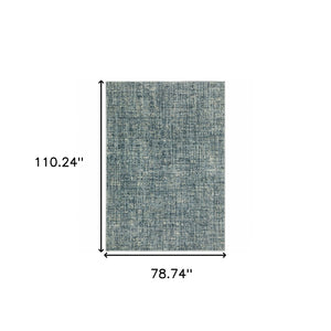 HomeRoots 5' Abstract Power Loomed Area Rug in Dark Blue, Teal, Grey, Ivory & Beige - Stain Resistant Style 7' X 9' 508388