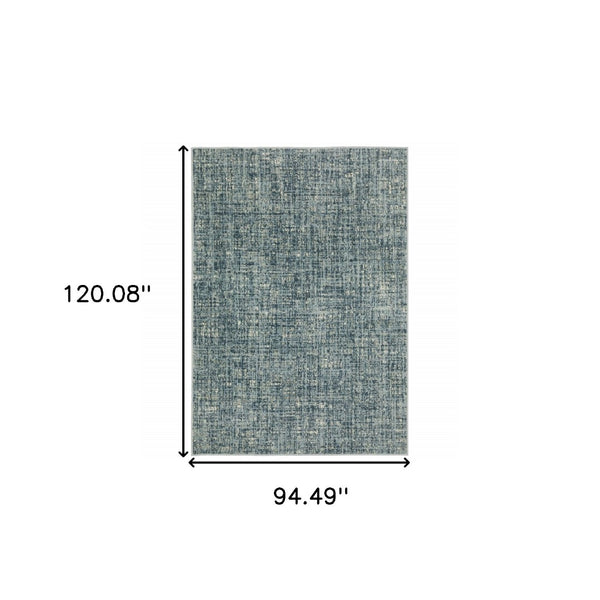 HomeRoots 5' Abstract Power Loomed Area Rug in Dark Blue, Teal, Grey, Ivory & Beige - Stain Resistant Style 8' X 10' 508389