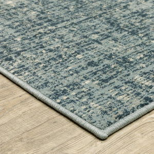 HomeRoots 5' Abstract Power Loomed Area Rug in Dark Blue, Teal, Grey, Ivory & Beige - Stain Resistant Style 8' X 10' 508389