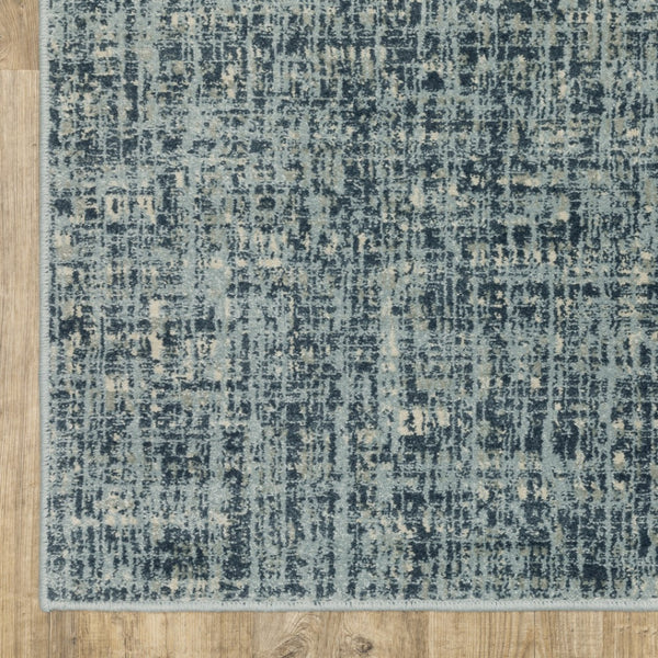 HomeRoots 5' Abstract Power Loomed Area Rug in Dark Blue, Teal, Grey, Ivory & Beige - Stain Resistant Style 8' X 10' 508389