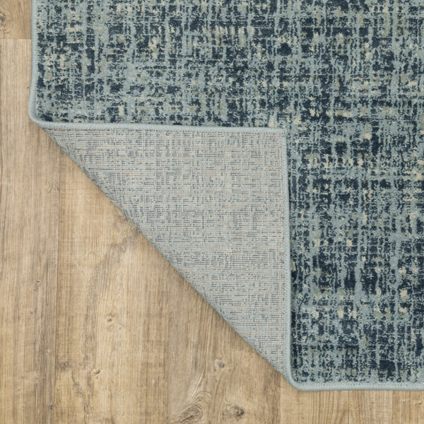 HomeRoots 5' Abstract Power Loomed Area Rug in Dark Blue, Teal, Grey, Ivory & Beige - Stain Resistant Style 10' X 13' 508390