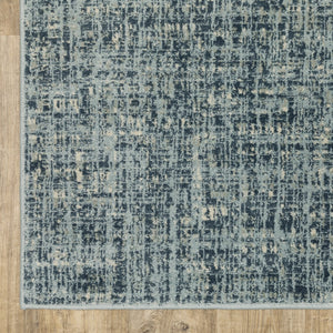 HomeRoots 5' Abstract Power Loomed Area Rug in Dark Blue, Teal, Grey, Ivory & Beige - Stain Resistant Style 10' X 13' 508390