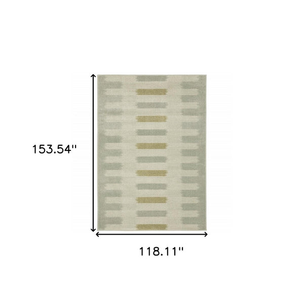HomeRoots 5' Stain-Resistant Geometric Area Rug in Beige, Grey, Gold, and Green - Perfect for Modern Spaces 10' X 13' 508400