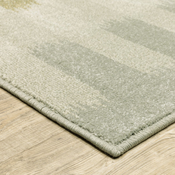 HomeRoots 5' Stain-Resistant Geometric Area Rug in Beige, Grey, Gold, and Green - Perfect for Modern Spaces 10' X 13' 508400