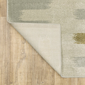 HomeRoots 5' Stain-Resistant Geometric Area Rug in Beige, Grey, Gold, and Green - Perfect for Modern Spaces 10' X 13' 508400