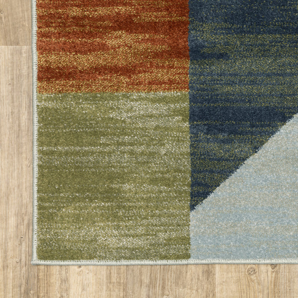 Homeroots 6' X 9' Grey Teal Blue Rust Green And Ivory Geometric Power Loom Stain Resistant Area Rug  Polypropylene 508408