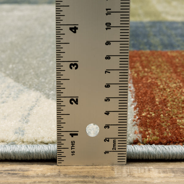 Homeroots 6' X 9' Grey Teal Blue Rust Green And Ivory Geometric Power Loom Stain Resistant Area Rug  Polypropylene 508408