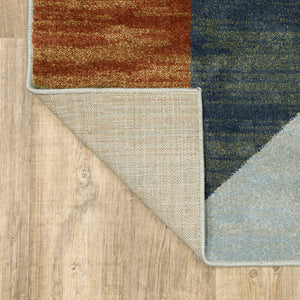 Homeroots 10' X 13' Grey Teal Blue Rust Green And Ivory Geometric Power Loom Stain Resistant Area Rug  Polypropylene 508410