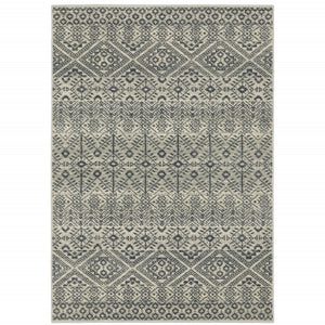 HomeRoots 5' Blue and Beige Geometric Area Rug - Durable, Stain-Resistant Power Loomed Design for Modern Spaces 8' X 10' 508414