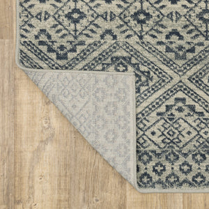 HomeRoots 5' Blue and Beige Geometric Area Rug - Durable, Stain-Resistant Power Loomed Design for Modern Spaces 10' X 13' 508415