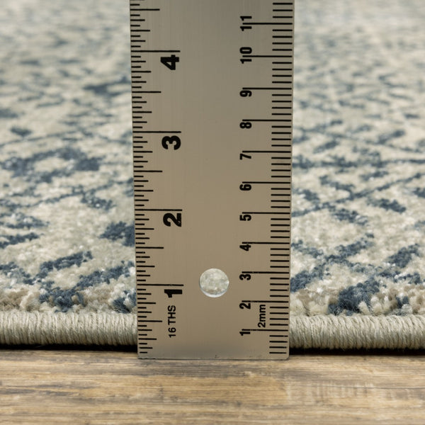 HomeRoots 5' Blue and Beige Geometric Area Rug - Durable, Stain-Resistant Power Loomed Design for Modern Spaces 10' X 13' 508415