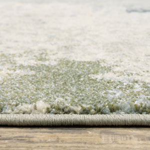 HomeRoots 5' Abstract Power Loom Area Rug in Blue, Green, Grey & Ivory – Stain Resistant for High-Traffic Areas 8' X 10' 508424
