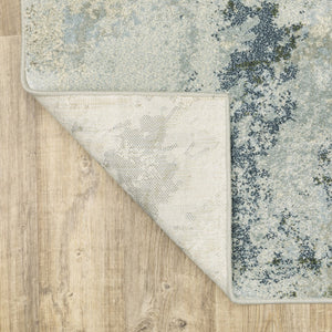 HomeRoots 5' Abstract Power Loom Area Rug in Blue, Green, Grey & Ivory – Stain Resistant for High-Traffic Areas 8' X 10' 508424
