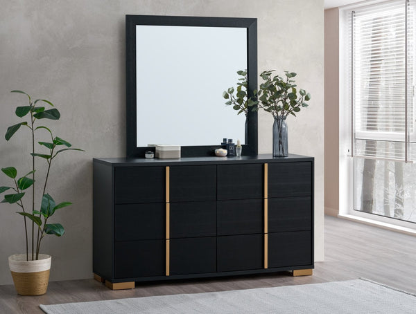 English Elm Steeler Five Drawer Glam Dresser Black Laminate with Gold Hardware Bedroom Storage B078P497914
