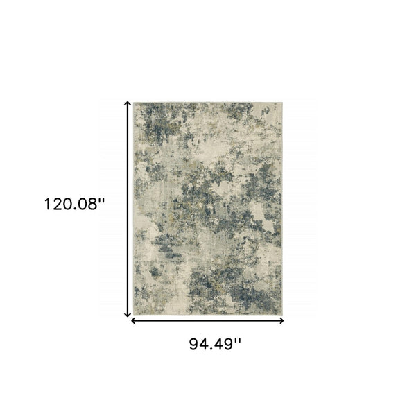 HomeRoots 5' Abstract Area Rug in Beige, Teal, Grey, and Gold - Stain Resistant, Durable, Modern Design for Homes 8' X 10' 508429