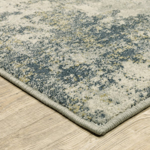 HomeRoots 5' Abstract Area Rug in Beige, Teal, Grey, and Gold - Stain Resistant, Durable, Modern Design for Homes 8' X 10' 508429