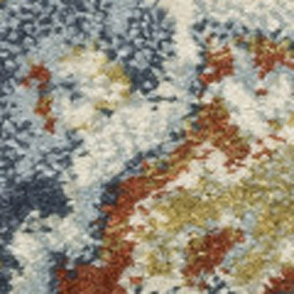 HomeRoots 5' Elegant Blue Beige Rust Gold Teal Oriental Area Rug - Stain Resistant, Durable & Timeless Style 5' X 7' 508432