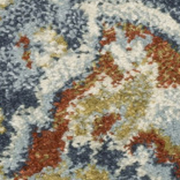 HomeRoots 5' Elegant Blue Beige Rust Gold Teal Oriental Area Rug - Stain Resistant, Durable & Timeless Style 5' X 7' 508432