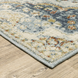 HomeRoots 5' Elegant Blue Beige Rust Gold Teal Oriental Area Rug - Stain Resistant, Durable & Timeless Style 5' X 7' 508432