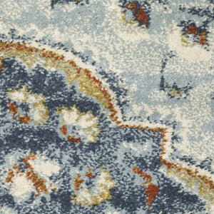 HomeRoots 5' Elegant Blue Beige Rust Gold Teal Oriental Area Rug - Stain Resistant, Durable & Timeless Style 5' X 7' 508432