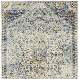 HomeRoots 5' Elegant Blue Beige Rust Gold Teal Oriental Area Rug - Stain Resistant, Durable & Timeless Style 7' X 9' 508433