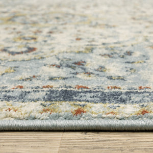 HomeRoots 5' Elegant Blue Beige Rust Gold Teal Oriental Area Rug - Stain Resistant, Durable & Timeless Style 7' X 9' 508433