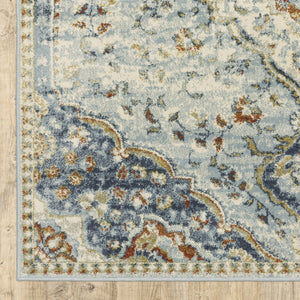 HomeRoots 5' Elegant Blue Beige Rust Gold Teal Oriental Area Rug - Stain Resistant, Durable & Timeless Style 7' X 9' 508433