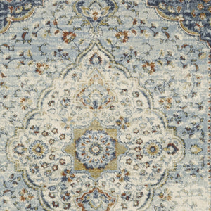 HomeRoots 5' Elegant Blue Beige Rust Gold Teal Oriental Area Rug - Stain Resistant, Durable & Timeless Style 7' X 9' 508433