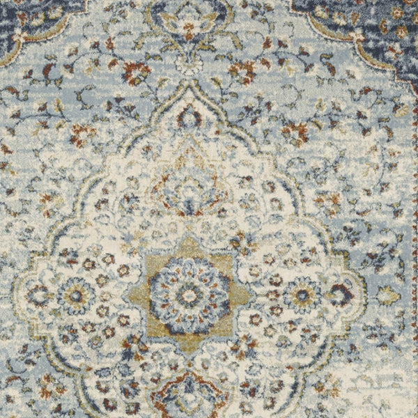 HomeRoots 5' Elegant Blue Beige Rust Gold Teal Oriental Area Rug - Stain Resistant, Durable & Timeless Style 7' X 9' 508433
