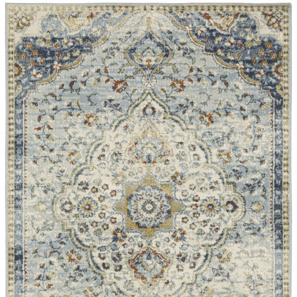 HomeRoots 5' Elegant Blue Beige Rust Gold Teal Oriental Area Rug - Stain Resistant, Durable & Timeless Style 8' X 10' 508434