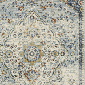 HomeRoots 5' Elegant Blue Beige Rust Gold Teal Oriental Area Rug - Stain Resistant, Durable & Timeless Style 8' X 10' 508434