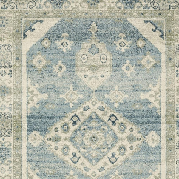 HomeRoots 5' Elegant Blue and Beige Oriental Distressed Area Rug for Timeless Style and Durability in Any Space 10' X 13' 508440