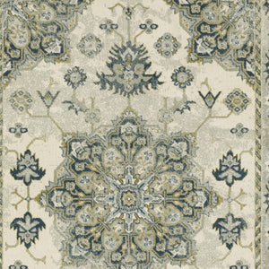 HomeRoots 5' Elegant Rust Beige Teal Blue Gold Oriental Area Rug - Stain Resistant & Durable for High-Traffic Spaces 5' X 7' 508447