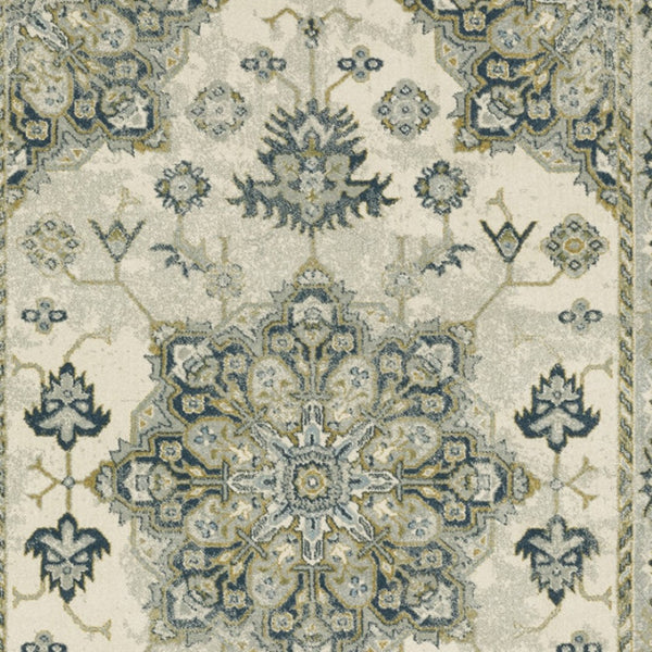 HomeRoots 5' Elegant Rust Beige Teal Blue Gold Oriental Area Rug - Stain Resistant & Durable for High-Traffic Spaces 5' X 7' 508447