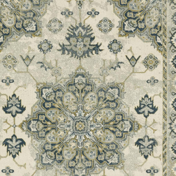 HomeRoots 5' Elegant Rust Beige Teal Blue Gold Oriental Area Rug - Stain Resistant & Durable for High-Traffic Spaces 10' X 13' 508450