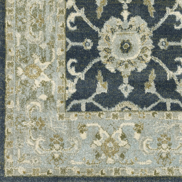 HomeRoots 5' Elegant Teal Blue and Ivory Oriental Area Rug - Stain Resistant, Durable for High-Traffic Spaces 8' X 10' 508454